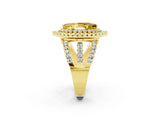 Yellow gold Double Halo Marquise Cut Diamond Split Shank Pave Set Ring_2
