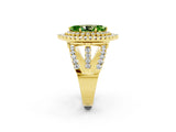 Yellow gold Double Halo Marquise Cut Diamond Split Shank Pave Set Ring_2