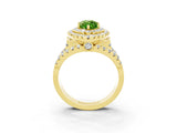 Yellow gold Double Halo Marquise Cut Diamond Split Shank Pave Set Ring_3