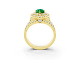 Yellow gold Double Halo Marquise Cut Diamond Split Shank Pave Set Ring_3