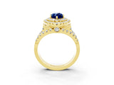 Yellow gold Double Halo Marquise Cut Diamond Split Shank Pave Set Ring_3