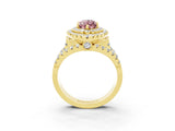 Yellow gold Double Halo Marquise Cut Diamond Split Shank Pave Set Ring_3