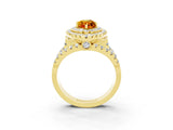 Yellow gold Double Halo Marquise Cut Diamond Split Shank Pave Set Ring_3