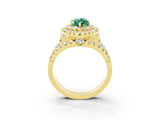 Yellow gold Double Halo Marquise Cut Diamond Split Shank Pave Set Ring_3