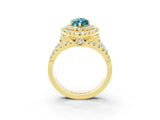 Yellow gold Double Halo Marquise Cut Diamond Split Shank Pave Set Ring_3