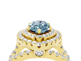Yellow gold Double Halo Marquise Cut Diamond Split Shank Pave Set Ring_4