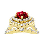 Yellow gold Double Halo Marquise Cut Diamond Split Shank Pave Set Ring_4