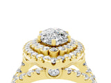 Yellow gold Double Halo Marquise Cut Diamond Split Shank Pave Set Ring_4