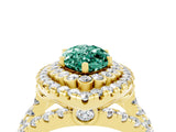 Yellow gold Double Halo Marquise Cut Diamond Split Shank Pave Set Ring_4