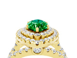 Yellow gold Double Halo Marquise Cut Diamond Split Shank Pave Set Ring_4