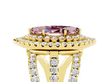 Yellow gold Double Halo Marquise Cut Diamond Split Shank Pave Set Ring_5