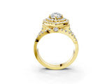Yellow gold Double Halo Marquise Cut Diamond Split Shank Pave Set Ring_6