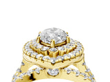 Yellow gold Double Halo Marquise Cut Diamond Split Shank Pave Set Ring_7