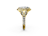 Yellow gold Double Halo Marquise Cut Diamond Split Shank Ring with Four Prong Setting_37