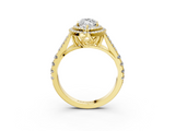 Yellow gold Double Halo Marquise Cut Diamond Split Shank Ring with Four Prong Setting_38