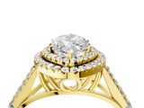 Yellow gold Double Halo Marquise Cut Diamond Split Shank Ring with Four Prong Setting_39
