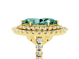 Yellow gold Double Halo Marquise Cut Green Sapphire Pavé Band with Four-Prong Setting_5