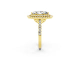 Yellow gold Double Halo Marquise Cut Moissanite Pavé Band with Four-Prong Setting_2