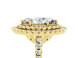 Yellow gold Double Halo Marquise Cut Moissanite Pavé Band with Four-Prong Setting_5