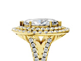 Yellow gold Double Halo Marquise Cut Pave Split Shank Prong Set Ring_20
