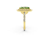 Yellow gold Double Halo Marquise Cut Peridot Pavé Band with Four-Prong Setting_2