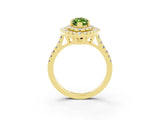 Yellow gold Double Halo Marquise Cut Peridot Pavé Band with Four-Prong Setting_3