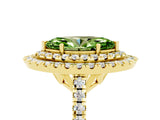 Yellow gold Double Halo Marquise Cut Peridot Pavé Band with Four-Prong Setting_5