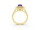 Yellow gold Double Halo Marquise Cut Tanzanite Pavé Band with Four-Prong Setting_3