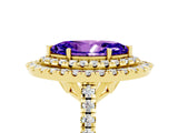 Yellow gold Double Halo Marquise Cut Tanzanite Pavé Band with Four-Prong Setting_5