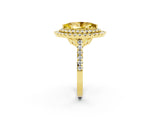 Yellow gold Double Halo Marquise Cut Yellow Sapphire Pavé Band with Four-Prong Setting_26