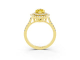 Yellow gold Double Halo Marquise Cut Yellow Sapphire Pavé Band with Four-Prong Setting_27