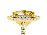 Yellow gold Double Halo Marquise Cut Yellow Sapphire Pavé Band with Four-Prong Setting_29