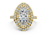 Yellow gold Double Halo Marquise Diamond Pave Band with Four-Prong Setting_56