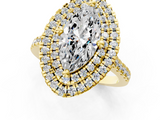 Yellow gold Double Halo Marquise Diamond Pave Band with Four-Prong Setting_57