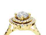 Yellow gold Double Halo Marquise Diamond Pave Band with Four-Prong Setting_60