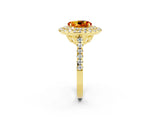 Yellow gold Double Halo Oval Cut Citrine Pavé Band with Four-Prong Setting_2