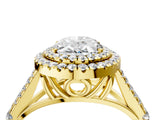 Yellow gold Double Halo Oval Cut Diamond Split Shank Engagement Ring with Four-Prong Setting_23