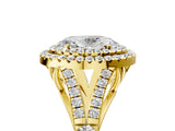 Yellow gold Double Halo Oval Cut Diamond Split Shank Engagement Ring with Four-Prong Setting_24
