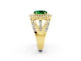 Yellow gold Double Halo Oval Cut Diamond Split Shank Pave Set Ring_2