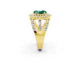 Yellow gold Double Halo Oval Cut Diamond Split Shank Pave Set Ring_2