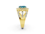 Yellow gold Double Halo Oval Cut Diamond Split Shank Pave Set Ring_2