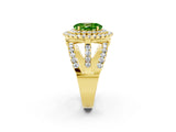 Yellow gold Double Halo Oval Cut Diamond Split Shank Pave Set Ring_2