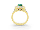 Yellow gold Double Halo Oval Cut Diamond Split Shank Pave Set Ring_3