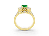 Yellow gold Double Halo Oval Cut Diamond Split Shank Pave Set Ring_3