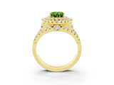 Yellow gold Double Halo Oval Cut Diamond Split Shank Pave Set Ring_3