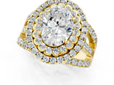 Yellow gold Double Halo Oval Cut Diamond Split Shank Pave Set Ring_4