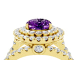 Yellow gold Double Halo Oval Cut Diamond Split Shank Pave Set Ring_4