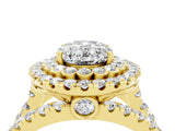 Yellow gold Double Halo Oval Cut Diamond Split Shank Pave Set Ring_4