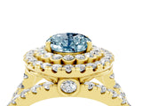 Yellow gold Double Halo Oval Cut Diamond Split Shank Pave Set Ring_4