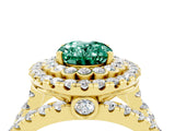 Yellow gold Double Halo Oval Cut Diamond Split Shank Pave Set Ring_4
